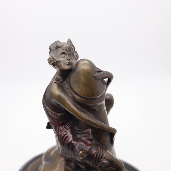 BRUNO ZACH 1930 Austria Art-Deco The Hugger Erotic Sculpture In Bronze & Marble