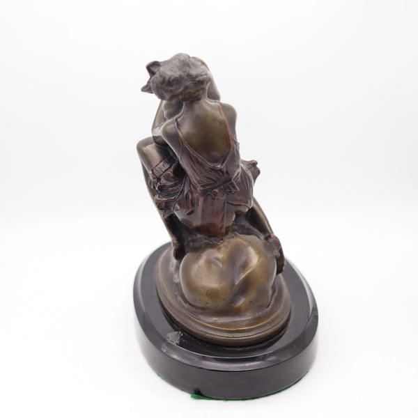 BRUNO ZACH 1930 Austria Art-Deco The Hugger Erotic Sculpture In Bronze & Marble