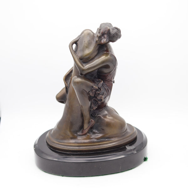 BRUNO ZACH 1930 Austria Art-Deco The Hugger Erotic Sculpture In Bronze & Marble