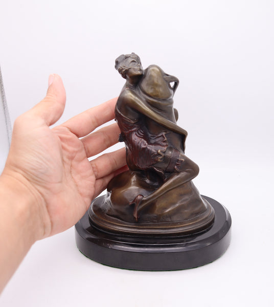 BRUNO ZACH 1930 Austria Art-Deco The Hugger Erotic Sculpture In Bronze & Marble