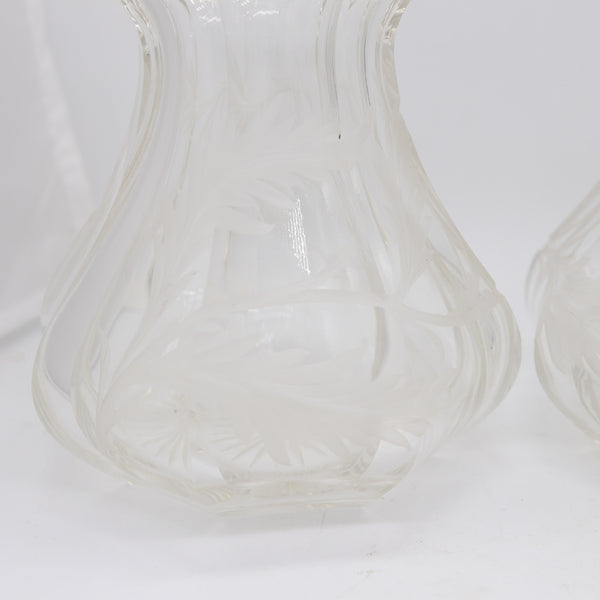 BOHEMIAN 1900 Pair of Liquors Decanters In Cut-Crystal And Sterling Silver