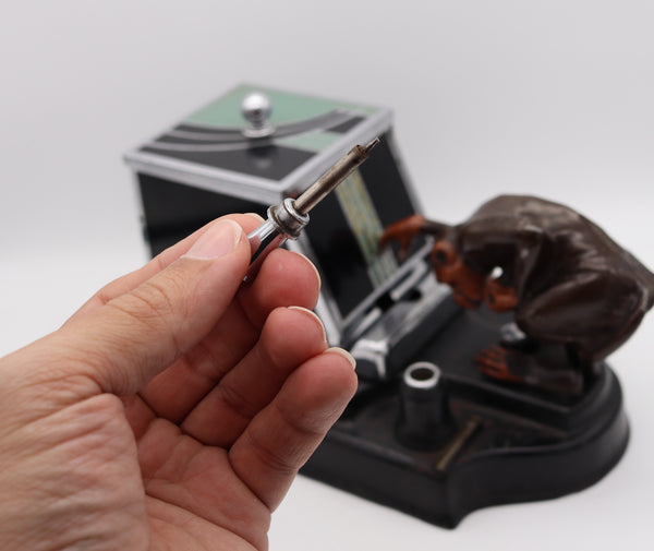 -Ronson 1936 Pik a Cig Magic Monkey Striker Touch Tip Lighter & Cigarette Dispenser Box