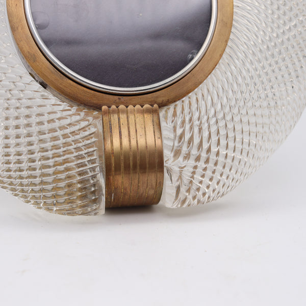 BAROVIER & TOSO 1935 Art Deco Round Torchon Picture Frame In Art-Glass & Bronze