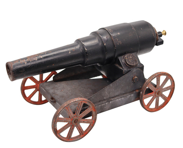 TOY CANNON 1920 Pre-War Conestoga Big Bang In Painted Steel & Iron