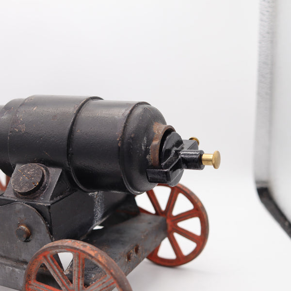 TOY CANNON 1920 Pre-War Conestoga Big Bang In Painted Steel & Iron