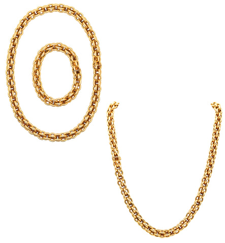 HERMÈS Paris 1970 By Gay Freres Long Necklace & Bracelet Chain In Solid 18Kt Gold