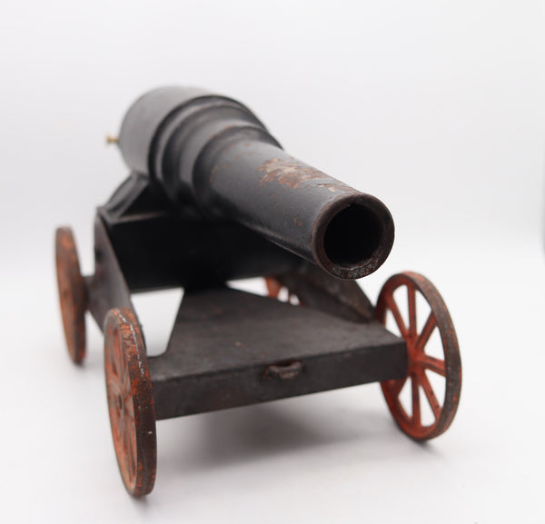 TOY CANNON 1920 Pre-War Conestoga Big Bang In Painted Steel & Iron