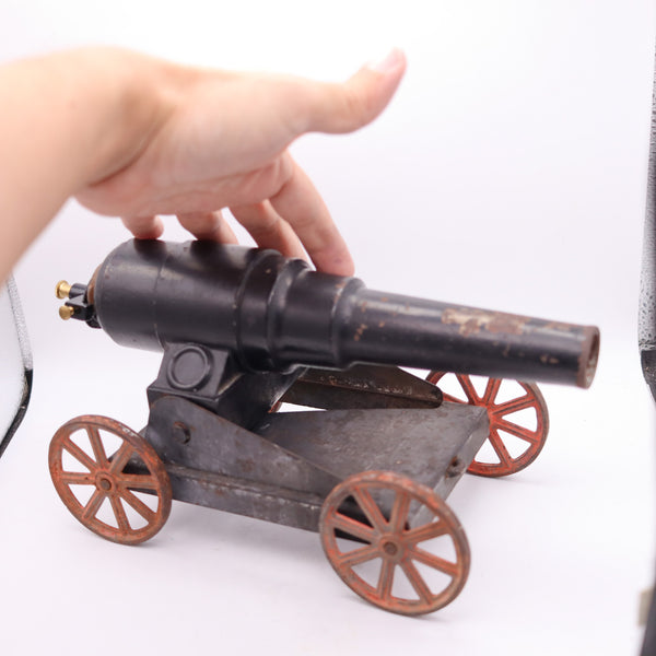 TOY CANNON 1920 Pre-War Conestoga Big Bang In Painted Steel & Iron