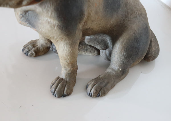 AUSTRIAN 1890 Decorative Seated Bull Dog In Polychrome Terracotta Model