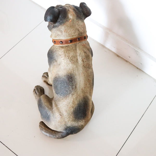AUSTRIAN 1890 Decorative Seated Bull Dog In Polychrome Terracotta Model