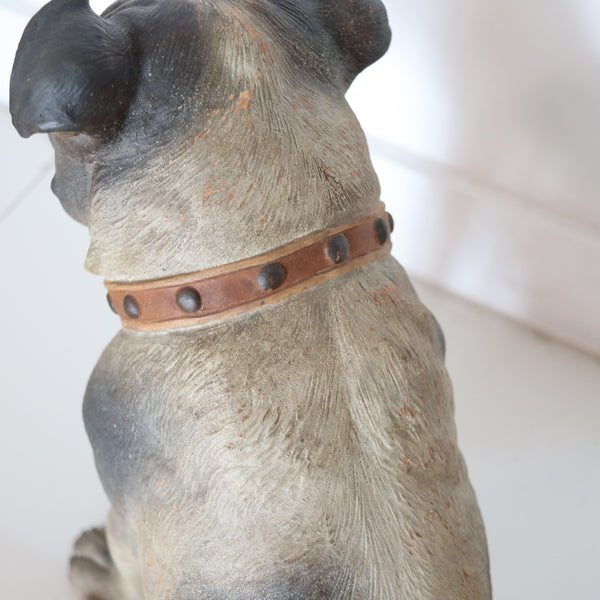 AUSTRIAN 1890 Decorative Seated Bull Dog In Polychrome Terracotta Model