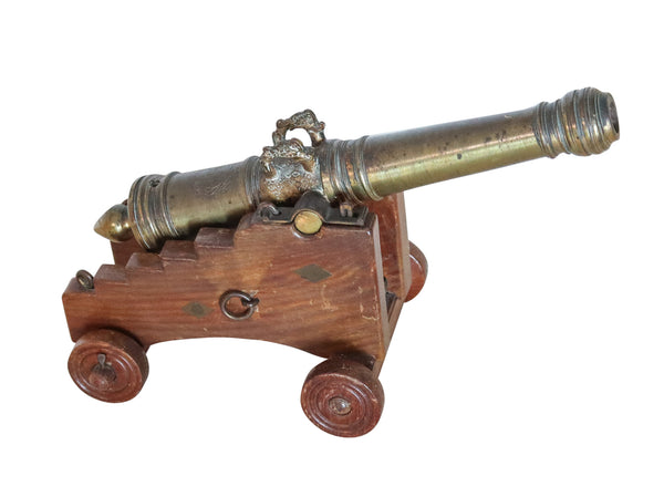 NAVAL CANNON 19th Century Model Battery Signal Cannon In Bronze & Wood