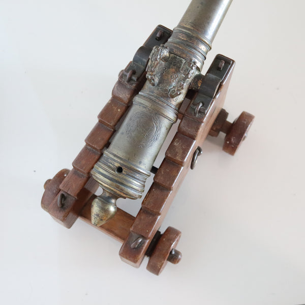 NAVAL CANNON 19th Century Model Battery Signal Cannon In Bronze & Wood