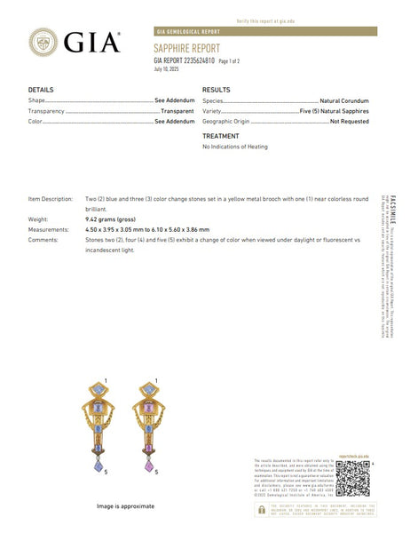 FRENCH Belle Epoque 1900 Neo-Classic Pendant Brooch In 22Kt Gold & GIA Sapphires