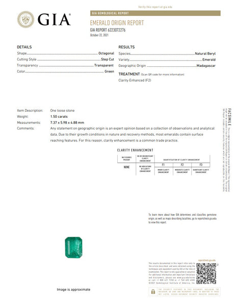 GIA CERTIFIED Emerald Rectangular Shape Vivid Green 1.50 Carats GIA-6223072276