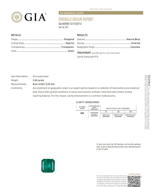 GIA CERTIFIED Colombian Emerald Square Shape Vivid Green 2.45 Carats GIA-2211570712