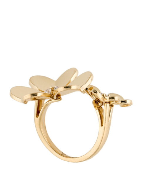 -Van Cleef & Arpels Frivole Double Flowers Ring In 18Kt Yellow Gold With Diamonds