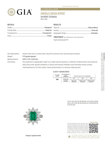 TIFFANY & CO. Gia Certified Platinum Cocktail Ring With 4.01 Ctw Emerald & Diamonds