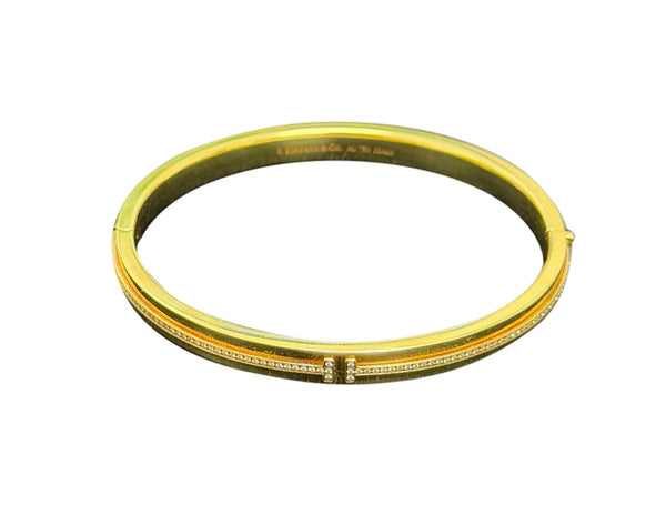 TIFFANY & CO. Hinged T-Bracelet In 18Kt Yellow Gold With VVS Diamonds