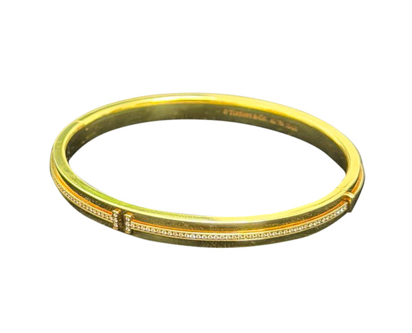 TIFFANY & CO. Hinged T-Bracelet In 18Kt Yellow Gold With VVS Diamonds