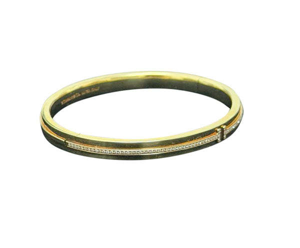 TIFFANY & CO. Hinged T-Bracelet In 18Kt Yellow Gold With VVS Diamonds