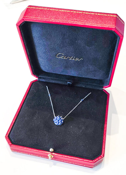 CARTIER Art-Deco 1938 Certified Necklace In Platinum With Diamonds & Sapphires