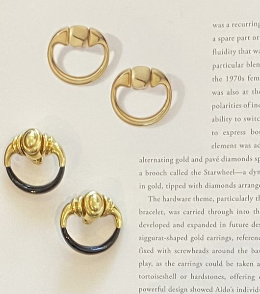 CARTIER 1970 Aldo Cipullo Door Knocker Earrings IN 18Kt Gold With Onyxes