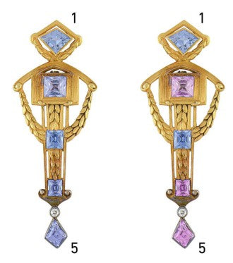 FRENCH Belle Epoque 1900 Neo-Classic Pendant Brooch In 22Kt Gold & GIA Sapphires