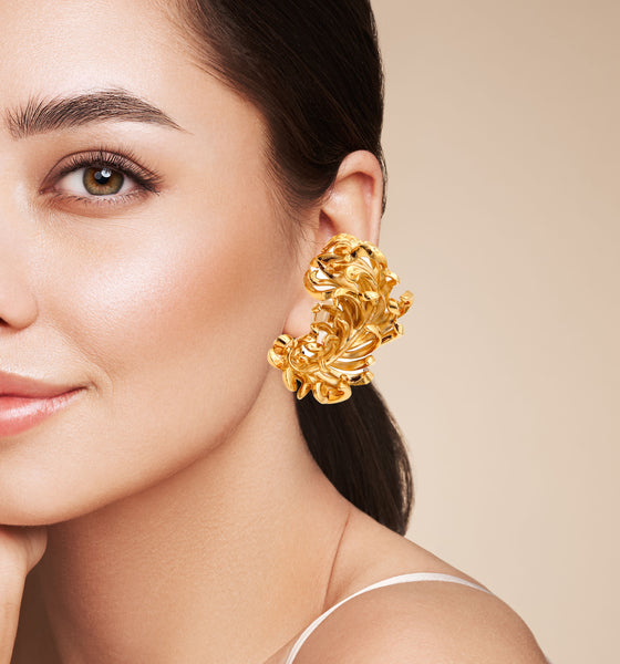 JAR PARIS Golden Feathers Clips On Earrings In 18Kt Gold and Aluminum