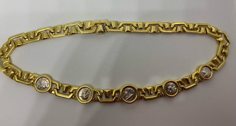 Bvlgari 1970 Vintage Monete Necklace In 18Kt Gold With Five Ancient Coins