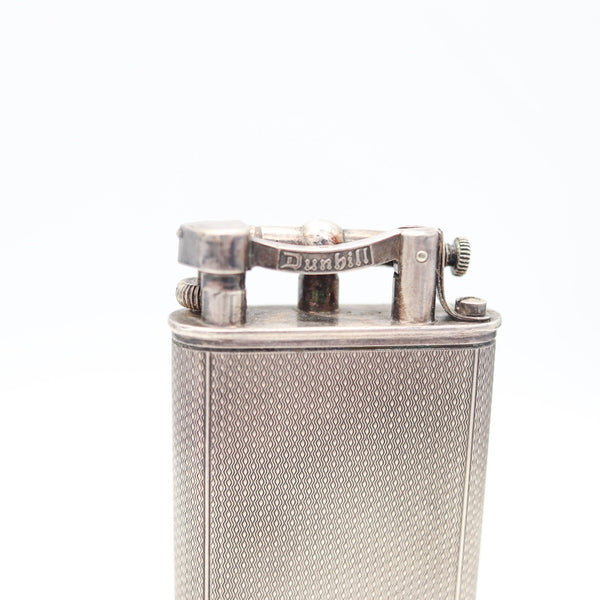 DUNHILL Paris 1929 Art Deco Petrol Desk Barley Tall Club Lighter In Solid .925 Sterling Silver