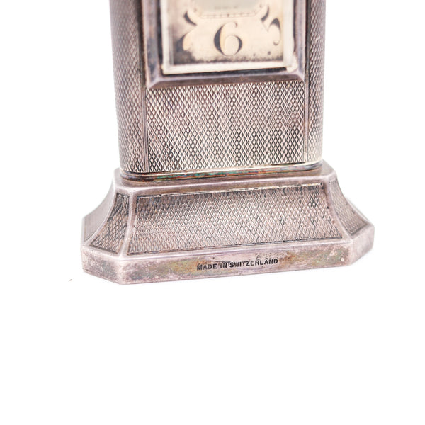 DUNHILL London 1928 Art Deco Petrol Desk Club Clock Lighter In Solid .925 Sterling Silver