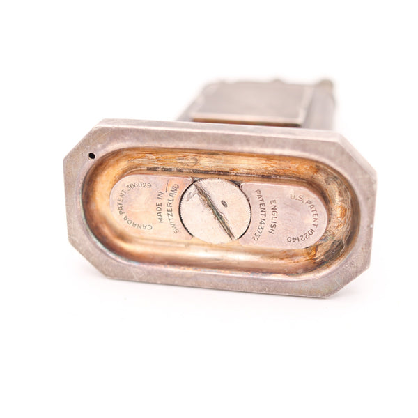 DUNHILL London 1928 Art Deco Petrol Desk Club Clock Lighter In Solid .925 Sterling Silver