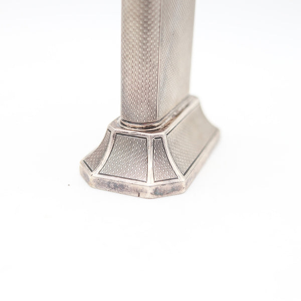 DUNHILL Paris 1929 Art Deco Petrol Desk Barley Tall Club Lighter In Solid .925 Sterling Silver