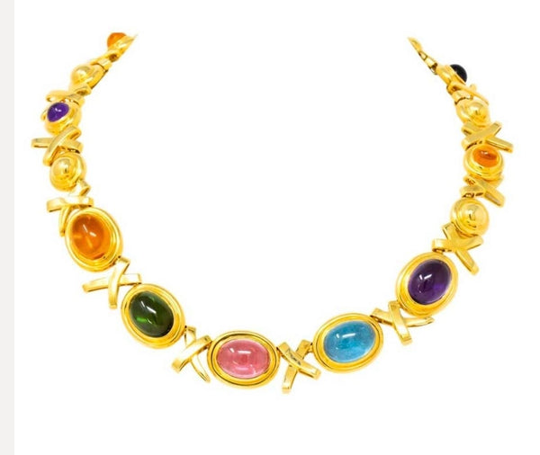TIFFANY & CO. 1983 Paloma Picasso Necklace In 18Kt Gold With 100 Cts Gemstones