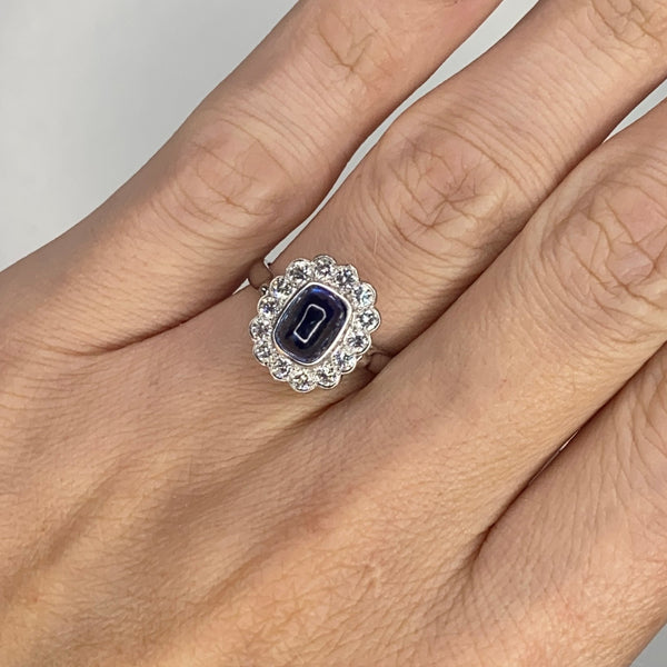 (S)Art Deco 1930 GIA Certified Ring In Platinum 18Kt With 3.67 Cts Pailin Sapphire And Diamonds