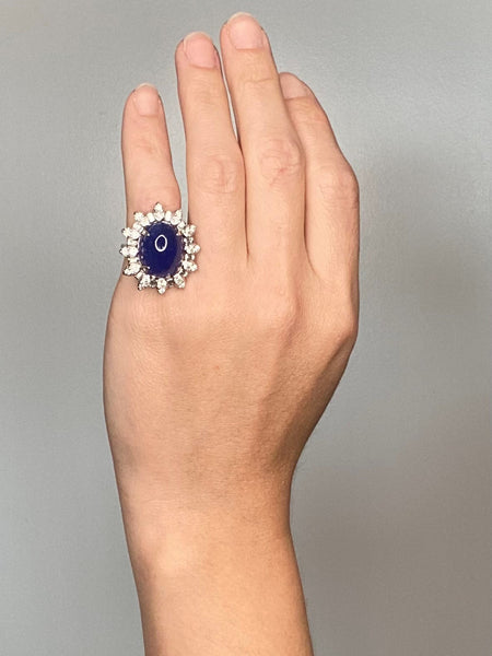 (S)Gia Certified Huge Cocktail Ring In Platinum With 26.17 Cts In AAA Tanzanite And VS Diamonds