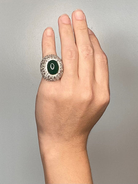 Mouawad Modern Cocktail Ring In 18Kt With 18.66 Ctw In Diamonds And Emerald