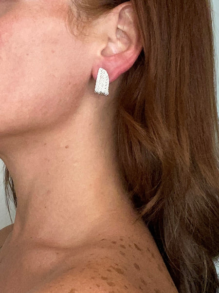 Buccellati Milano Geometric Woven Earrings In 18Kt White Gold