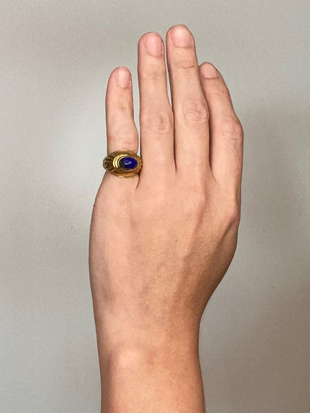 Boucheron Paris Jaipur Cocktail Ring In 18Kt Yellow Gold With 3 Cts Lapis Lazuli