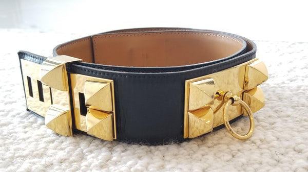 HERMES PARIS MEDORU COLLIER DE CHIEN VINTAGE LEATHER BELT