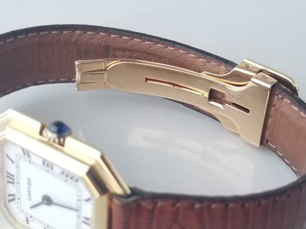 CARTIER, PARIS 18 KT GOLD CENTAURS WRISTWATCH CROCODILE BAND DEPLOYMENT BUCKLE