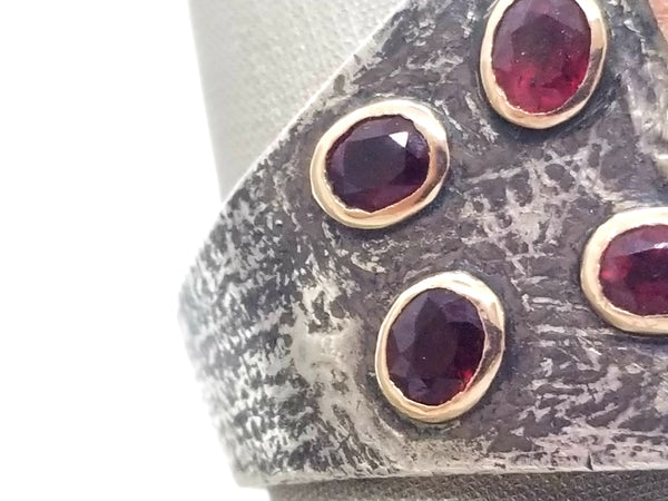 SEVAN BICAKCI 24 KT GOLD & STERLING SILVER, DIAMONDS AND RUBY "CHRIST" RING