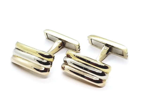 CARTIER 18KT THREE COLOR GOLD MEN'S CUFFLINKS SIGNED