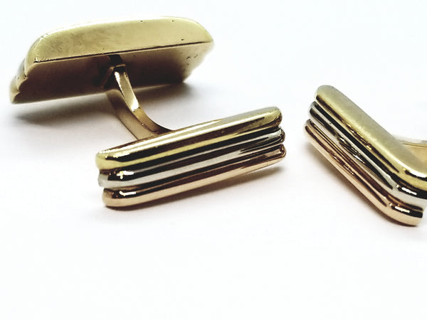 CARTIER 18KT THREE COLOR GOLD MEN'S CUFFLINKS SIGNED