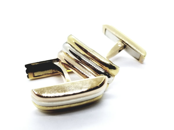 CARTIER 18KT THREE COLOR GOLD MEN'S CUFFLINKS SIGNED