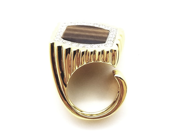 LA TRIOMPHE RETRO 18 KT DIAMONDS & TIGER EYE GOLD RING