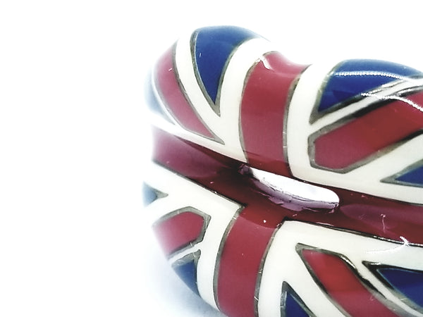 SOLANGE AZAGURY LIPS RING ENAMELED BRITISH FLAG STERLING SILVER LIMITED EDITION