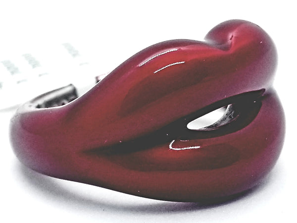 SOLANGE AZAGURY LIPS RING ENAMELED JUICY RED STERLING SILVER LIMITED EDITION