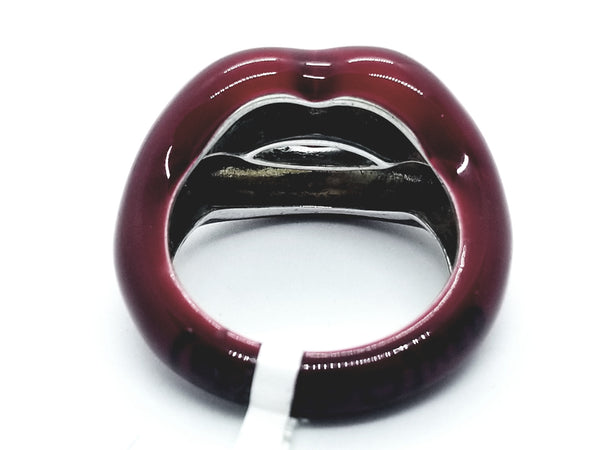 SOLANGE AZAGURY LIPS RING ENAMELED JUICY RED STERLING SILVER LIMITED EDITION